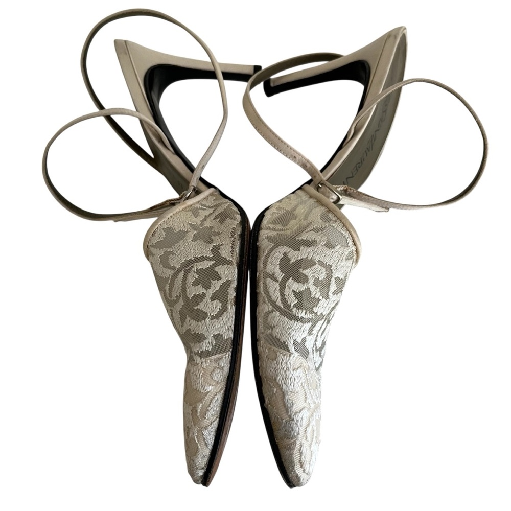 Yves Saint Laurent Beige Lace Ankle Strap Heels 7 - Picture 4 of 8